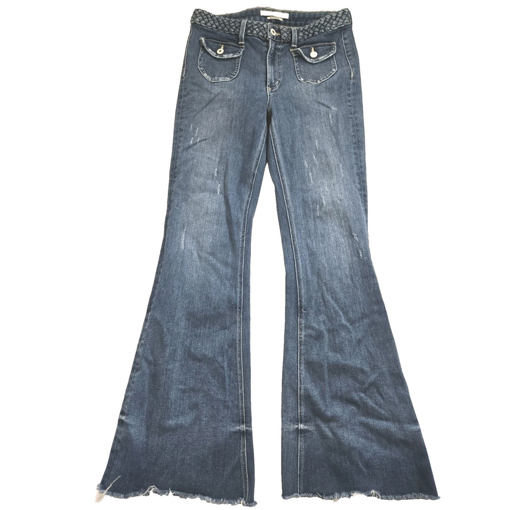 Tularosa Penelope Mid-Rise Flare Jeans W29 Blue Pockets CLEAN Made in USA‎